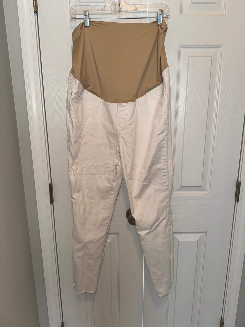 Maternity White & Khaki High-Waist Supportive Pants